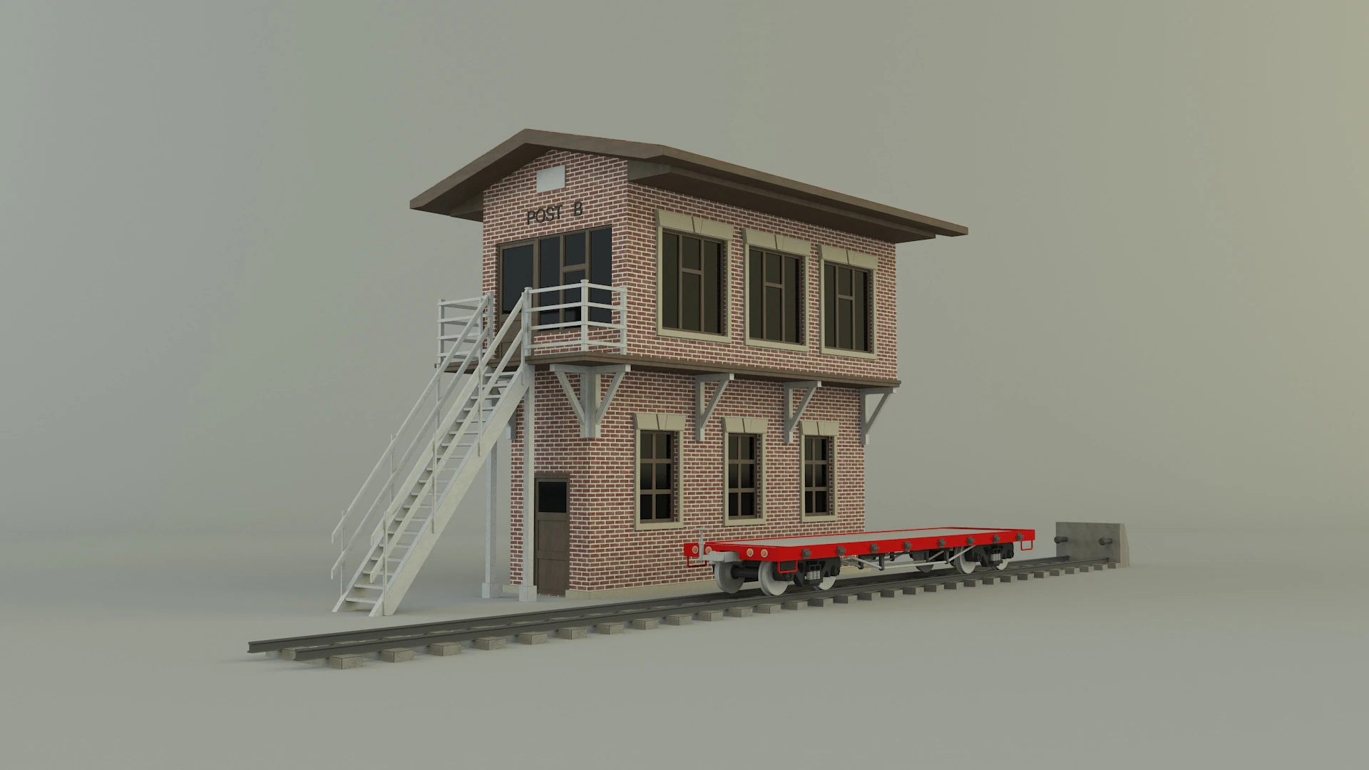 Train station building model 3D Model .c4d .max .obj .3ds .fbx .stl .blend