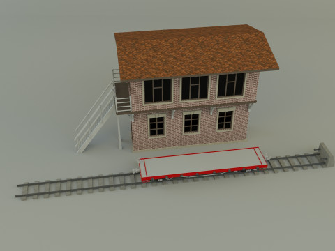 Train station building model 3D Model