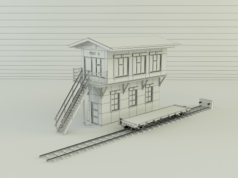 Train station building model 3D Model