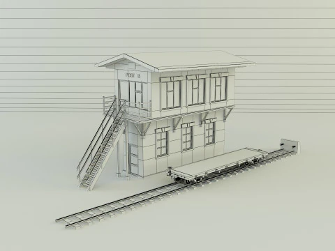 Train station building model 3D Model