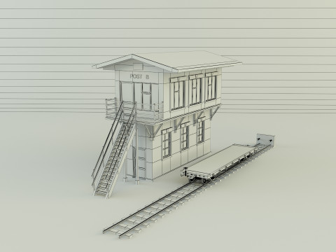 Train station building model 3D Model