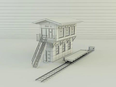 Train station building model 3D Model