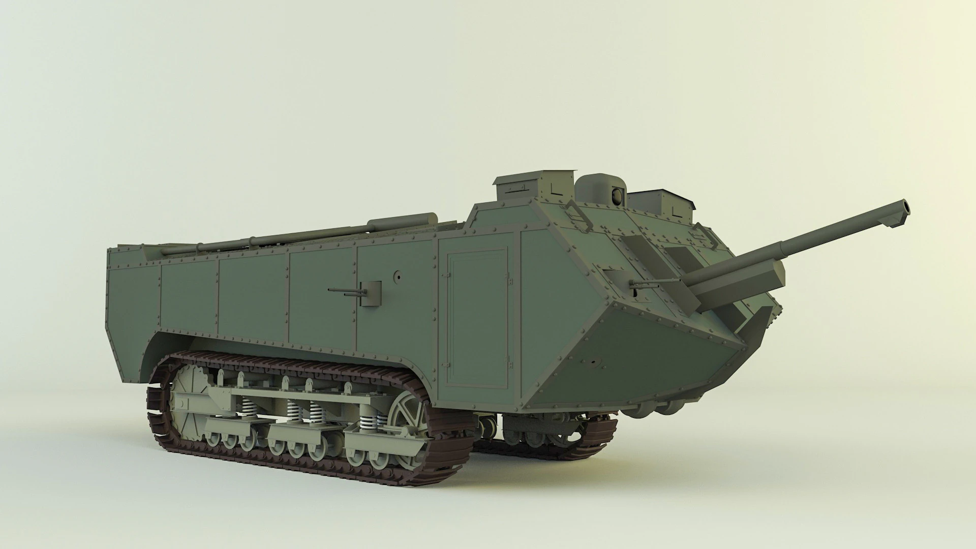 Saint Chamond tank 3D Model .c4d .max .obj .3ds .fbx .stl .blend 