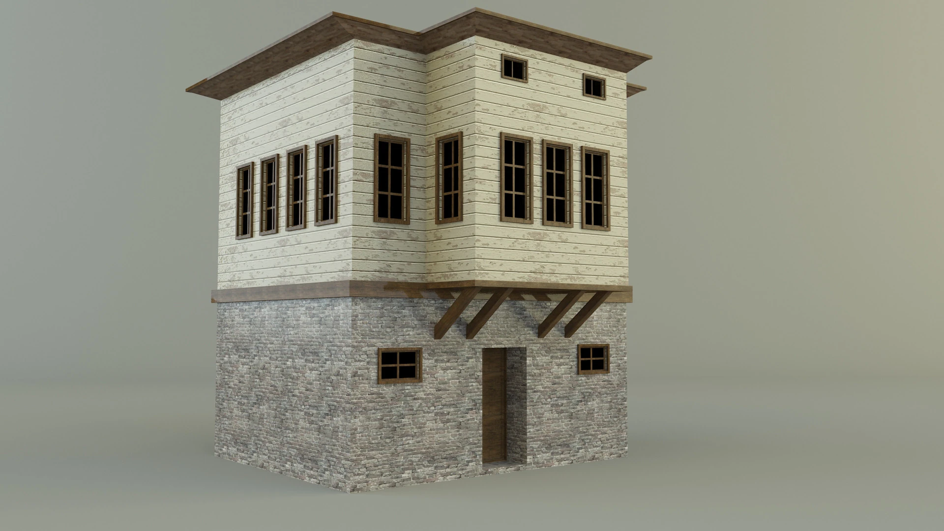 Old building model 3D Model .c4d .max .obj .3ds .fbx .stl .blend