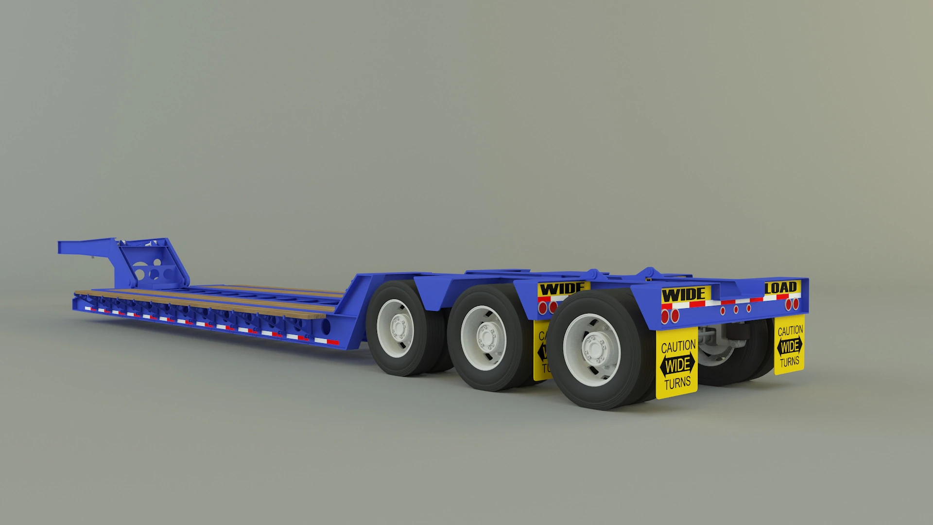 Low Boy Trailer 3D Model .c4d .max .obj .3ds .fbx .stl .blend 