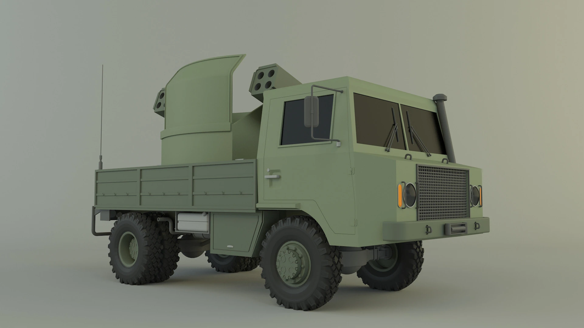 Truck rocket launcher 3D Model .c4d .max .obj .3ds .fbx .stl .blend 