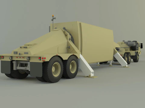 Reboque de caminhão militar e radar tpy 2 Modelo 3D