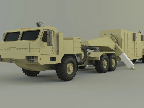 Military truck trailer an tpy 2 radar 3D Model