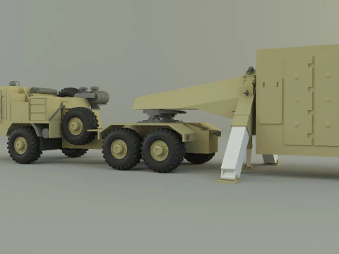 Military truck trailer an tpy 2 radar 3D Model
