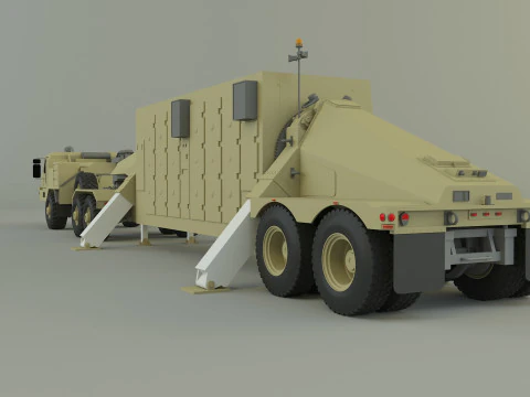 Military truck trailer an tpy 2 radar 3D Model