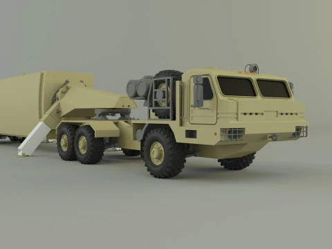 Military truck trailer an tpy 2 radar 3D Model