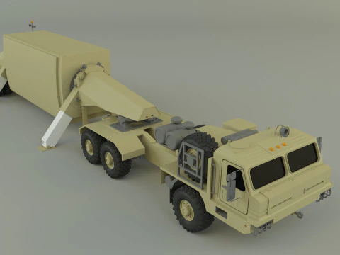 Military truck trailer an tpy 2 radar 3D Model