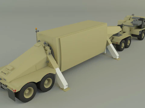 Military truck trailer an tpy 2 radar 3D Model