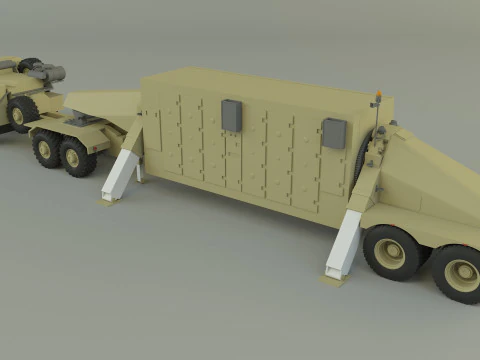 Military truck trailer an tpy 2 radar 3D Model