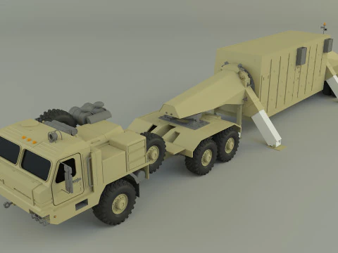 Military truck trailer an tpy 2 radar 3D Model