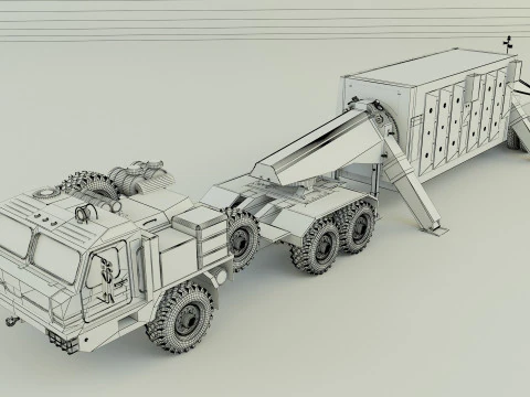 Military truck trailer an tpy 2 radar 3D Model