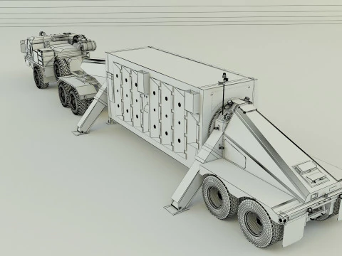 Military truck trailer an tpy 2 radar 3D Model