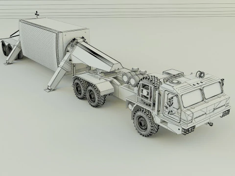 Military truck trailer an tpy 2 radar 3D Model