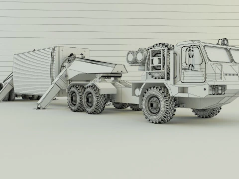 Military truck trailer an tpy 2 radar 3D Model