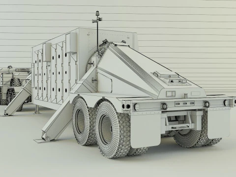Military truck trailer an tpy 2 radar 3D Model