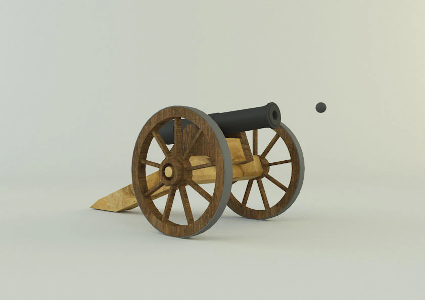9-5mm cannon Low-poly 3D Model .c4d .max .obj .3ds .fbx .stl .blend 