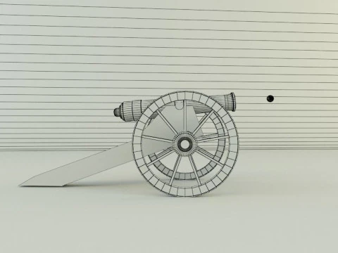 9-5mm cannon Low-poly 3D Model
