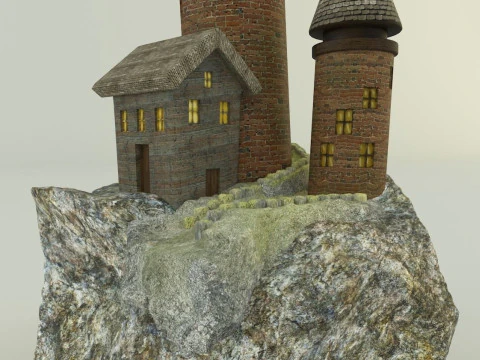 Aquarium rock tower model 3D Model