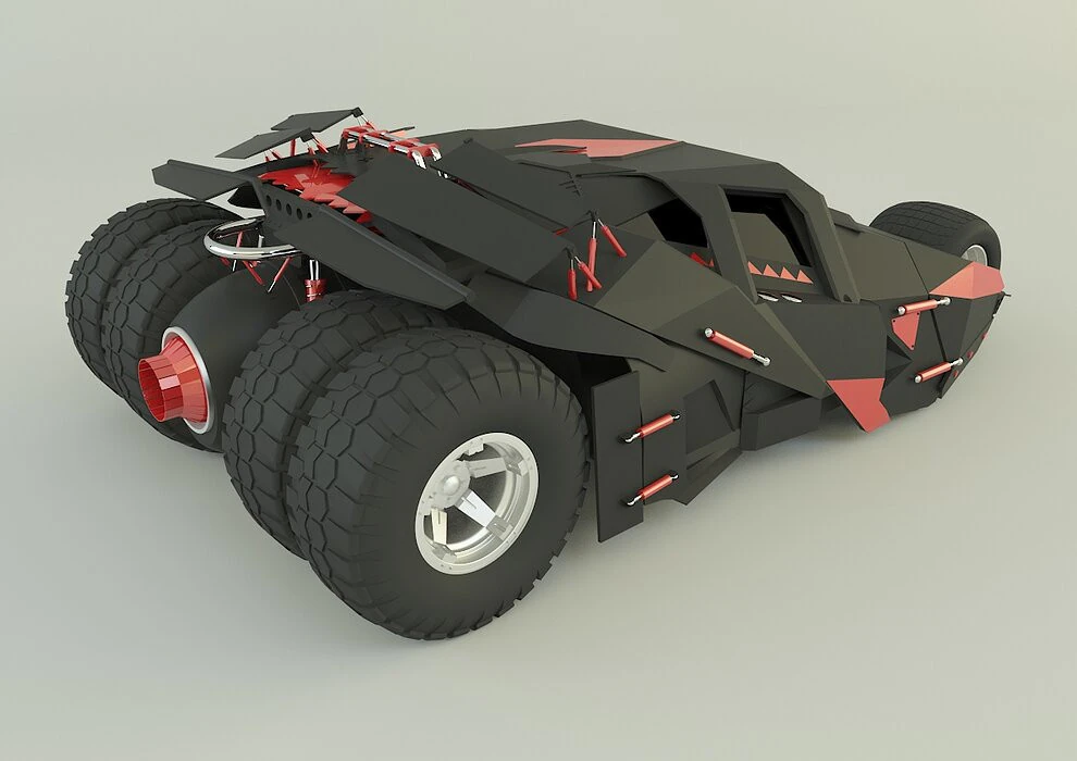 Batmobile car 3D 3D Model .c4d .max .obj .3ds .fbx .stl .blend 