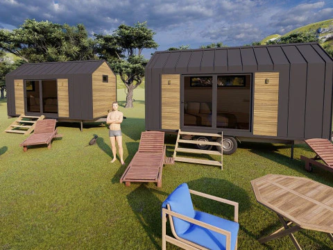 해변 트레일러 장면 3D 모델