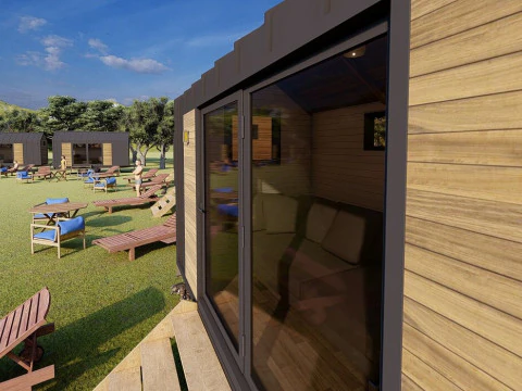 해변 트레일러 장면 3D 모델