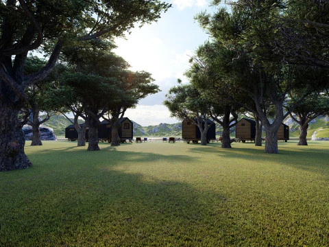 해변 트레일러 장면 3D 모델