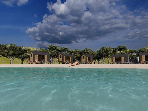 해변 트레일러 장면 3D 모델