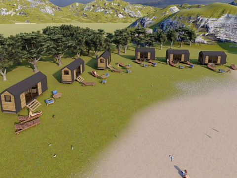 Beach trailer scene 3D Model