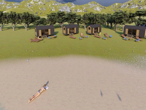 해변 트레일러 장면 3D 모델