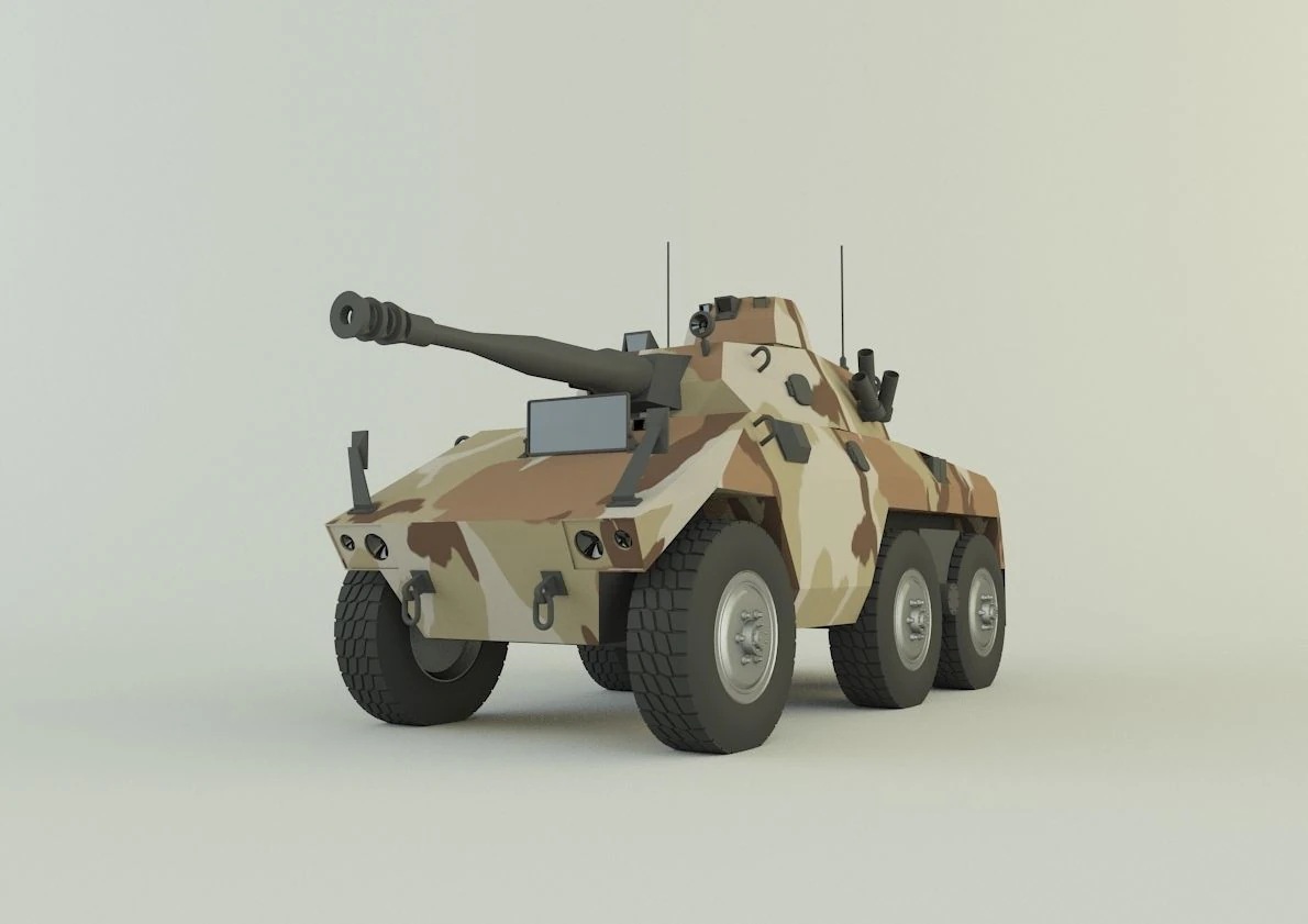 EE-9 Cascavel military vehicle 3D Model .c4d .max .obj .3ds .fbx .stl .blend 