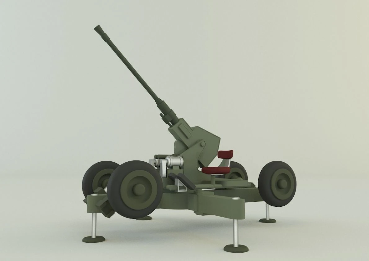 Bofors 40mm 3D Model .c4d .max .obj .3ds .fbx .stl .blend 