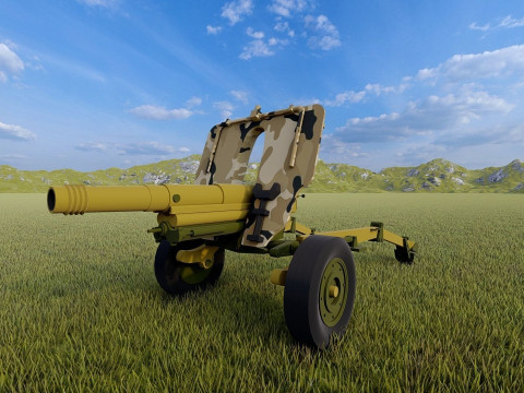 Howitzer 105mm cannon low poly 3Dモデル