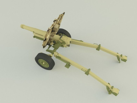 Howitzer 105mm cannon low poly 3Dモデル
