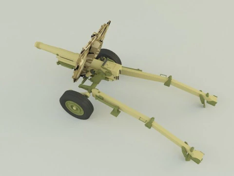 Howitzer 105mm cannon low poly 3D Model