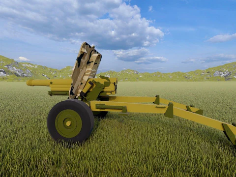 Howitzer 105mm cannon low poly 3D Model