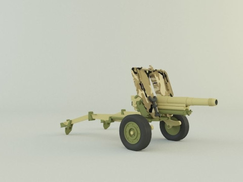 Howitzer 105mm cannon low poly 3Dモデル