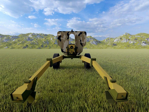 Howitzer 105mm cannon low poly 3D Model