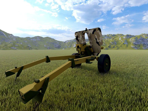Howitzer 105mm cannon low poly 3D Model