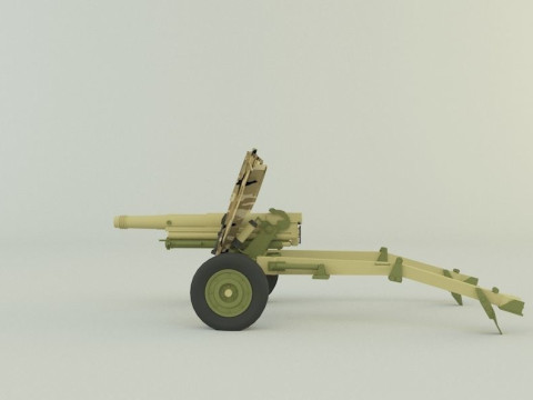 Howitzer 105mm cannon low poly 3Dモデル
