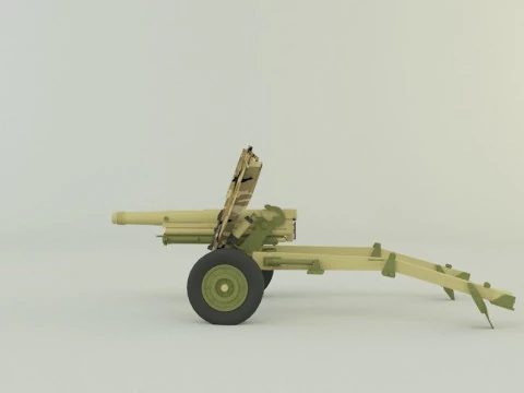 Howitzer 105mm cannon low poly 3D Model