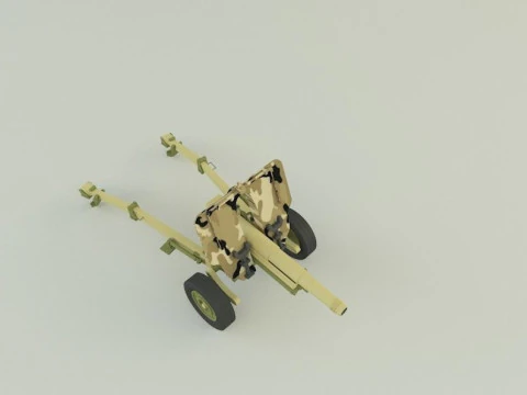 Howitzer 105mm cannon low poly 3D Model