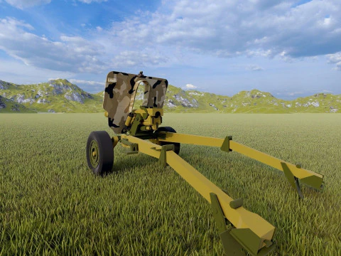 Howitzer 105mm cannon low poly 3D Model