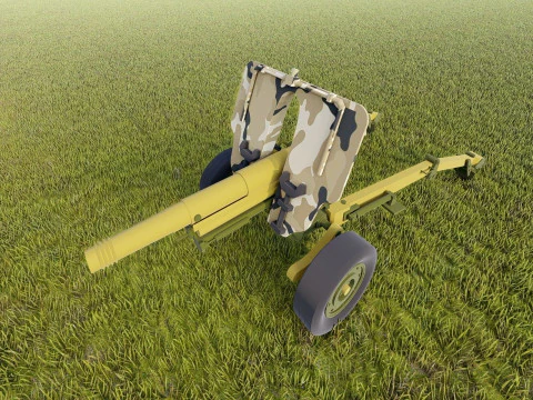 Howitzer 105mm cannon low poly 3D Model
