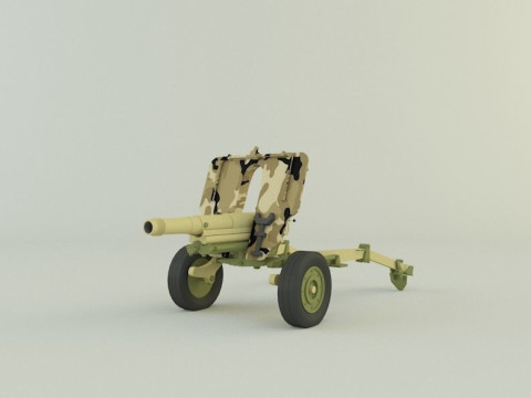 Howitzer 105mm cannon low poly 3Dモデル