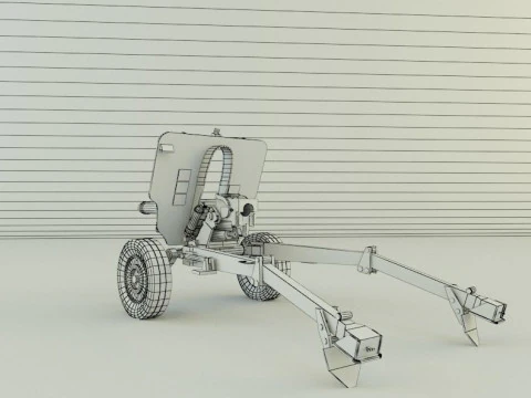 Howitzer 105mm cannon low poly 3D Model